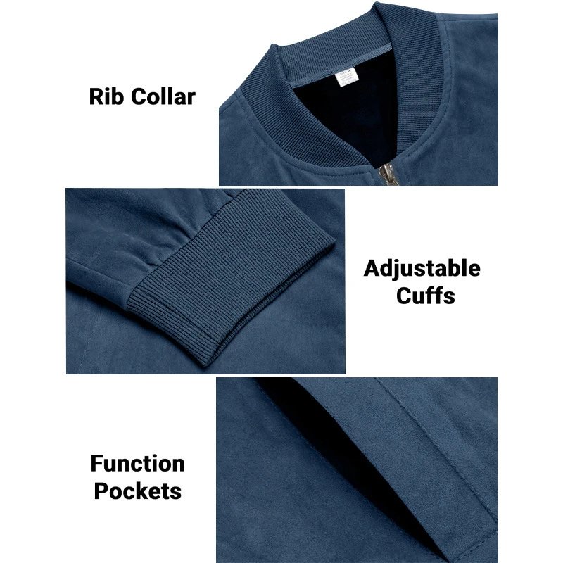 Design Bomber Jacket Navy Blue Outerwear - 17