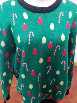 Gildan Ugly Christmas Sweater Green Graphic Sweatshirt - 8