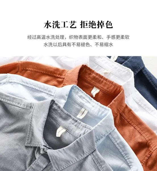 Design Linen Blend Shirt Navy Blue Tops Shirt - 7