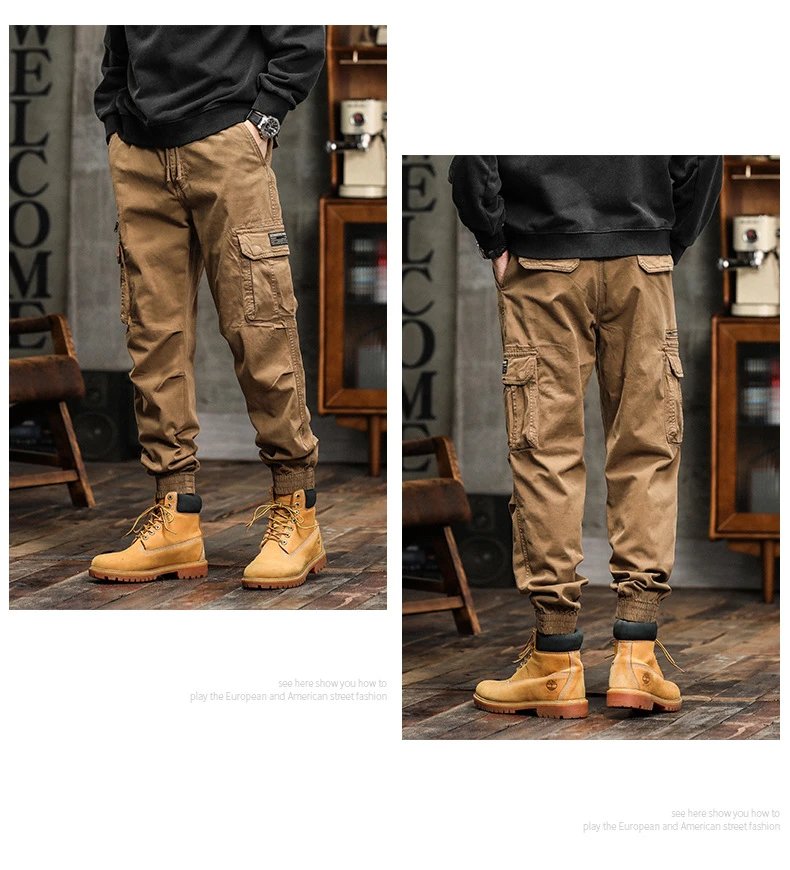 Design Cargo Pants Black with Zippered Pocket and Elastic Cuff Pants - 3