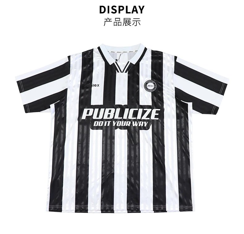 Design Publicize Do It Your Way Oversized Striped Polo Shirt Black and White Tops Polo - 10