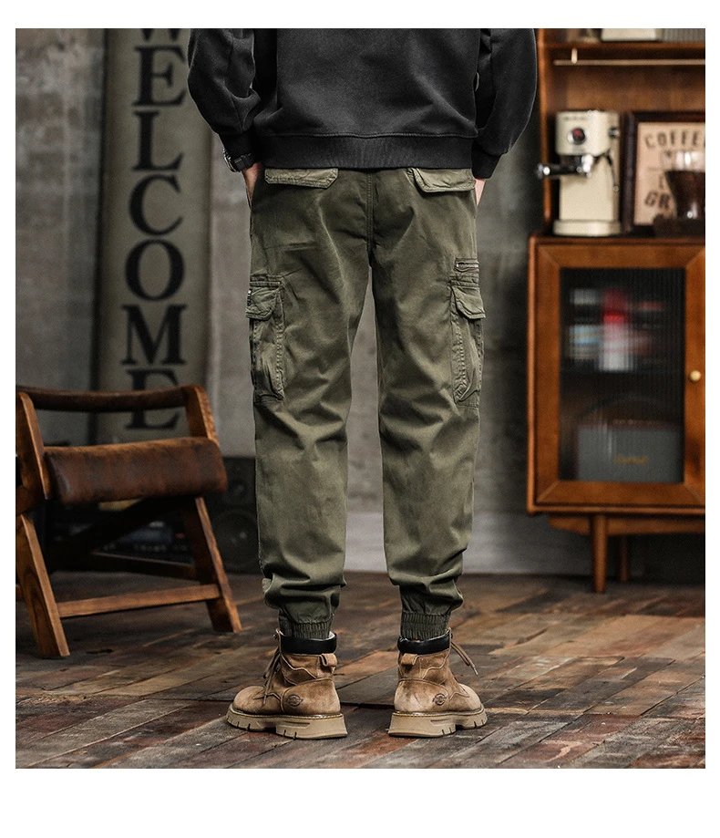 Design Cargo Pants Black with Zippered Pocket and Elastic Cuff Pants - 17