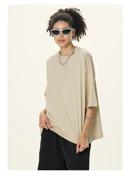 Design Basic Oversized T-Shirt Light Khaki - 33