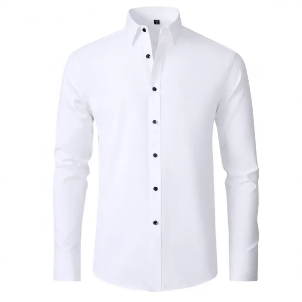 Design Classic Fit White Button-Down Shirt Tops Shirt - 1