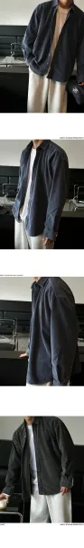 Design Corduroy Shirt Jacket Navy Blue Outerwear - 9