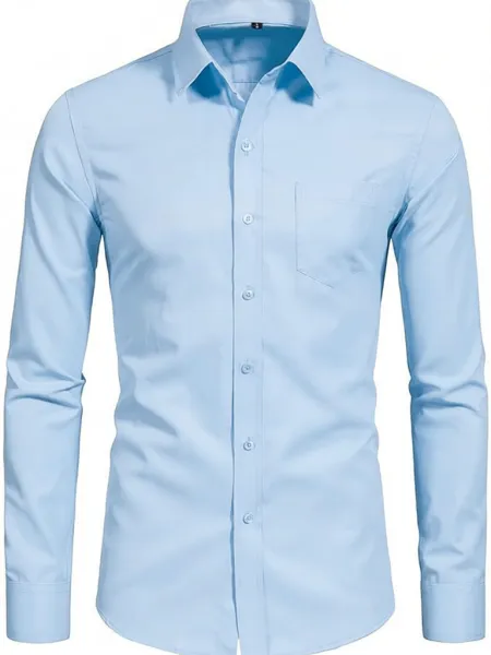 Design Classic Fit Light Blue Dress Shirt - 1