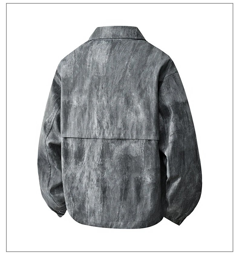 Design Acid Wash Gray Oversized Shirt Jacket Outerwear.jacket - 29