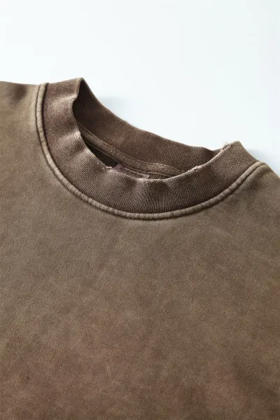 Design Cropped Acid Wash Gray Sweatshirt Sweater - 14