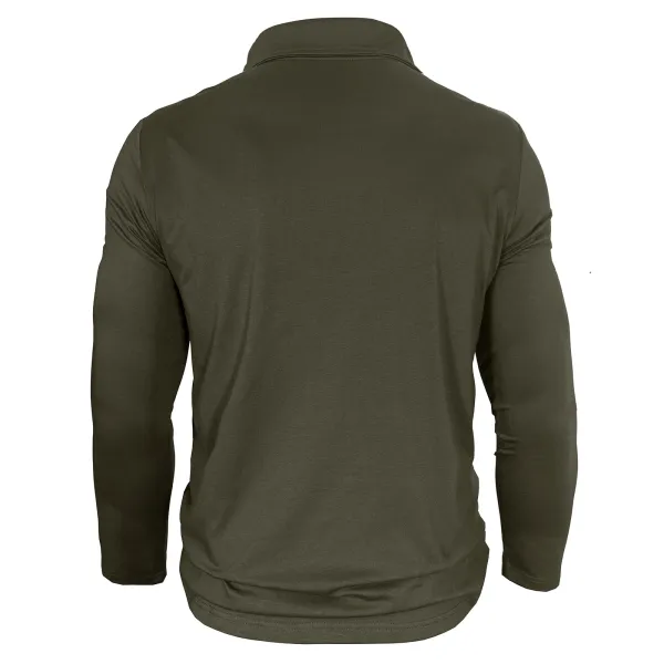 Design Utility Polo Shirt Army Green Long Sleeve Tops Polo - 17