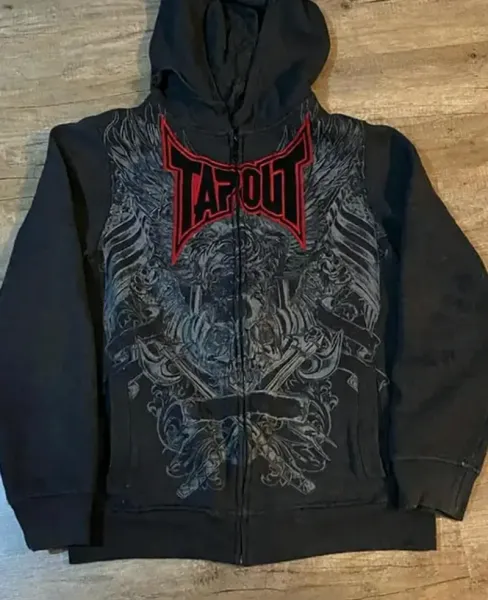 Design Tapout Graphic Zip-Up Hoodie Black Hoodie - 1
