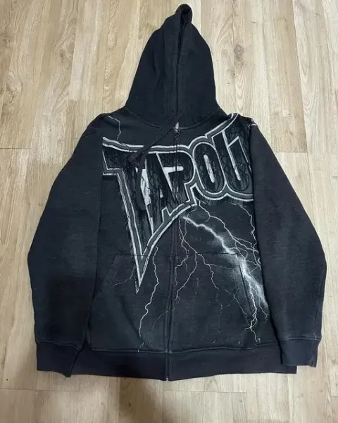 Design Tapout Lightning Graphic Zip-Up Hoodie Black Hoodie - 1