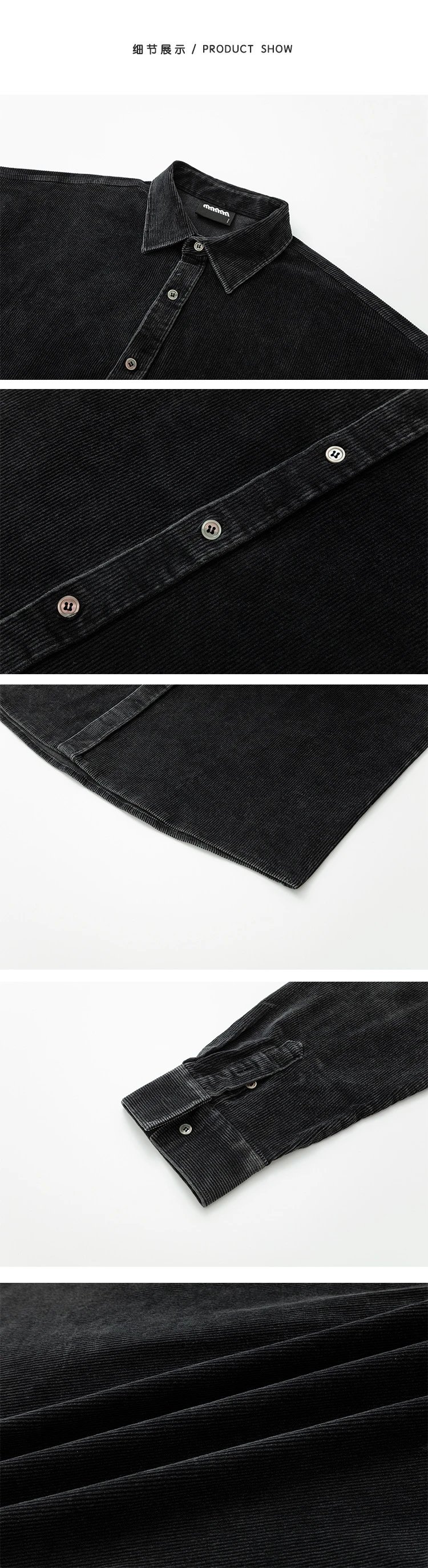 Design Corduroy Shirt Jacket Navy Blue Outerwear - 13