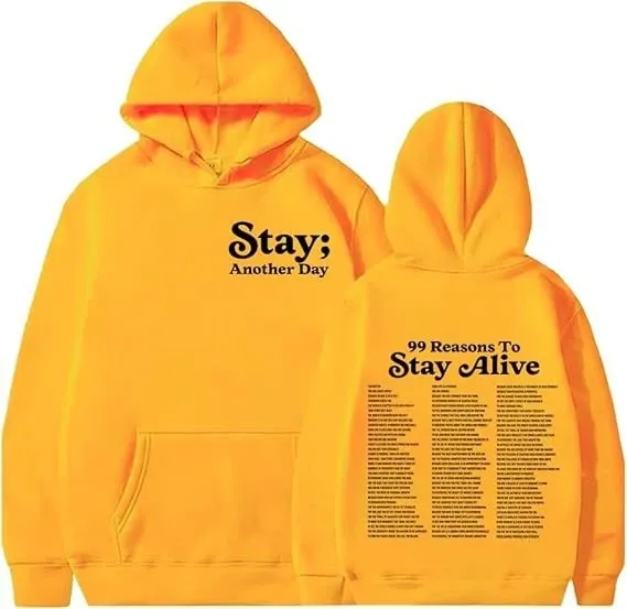Design '100 Reasons To Stay Alive' Graphic Hoodie White - 20