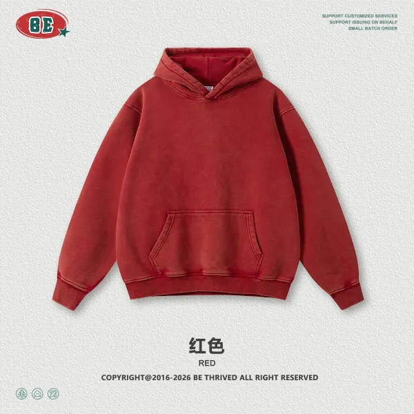 Design BE Thrived Washed Red Hoodie - 1