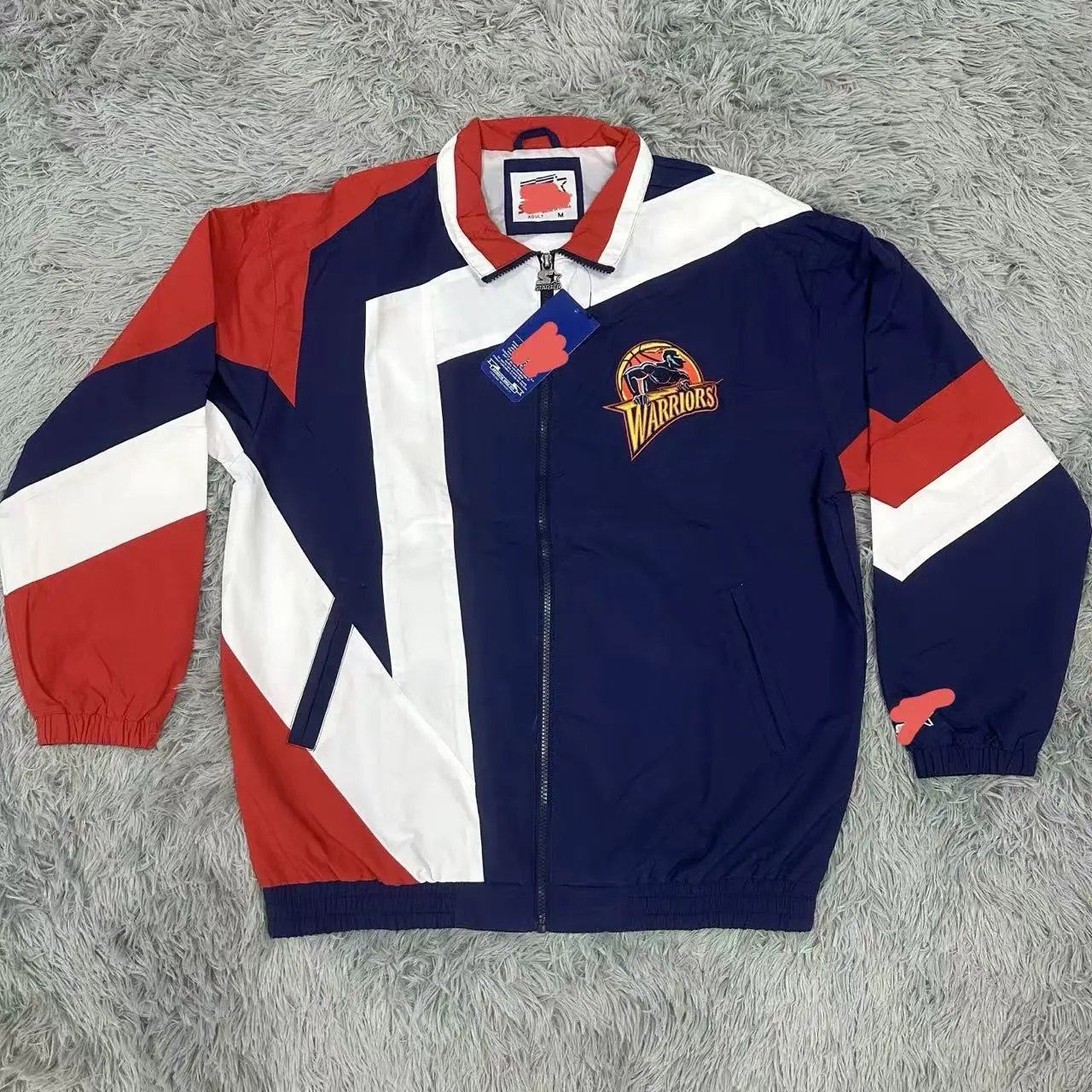 Design Starter x Golden State Warriors Colorblock Windbreaker Jacket Outerwear - 7