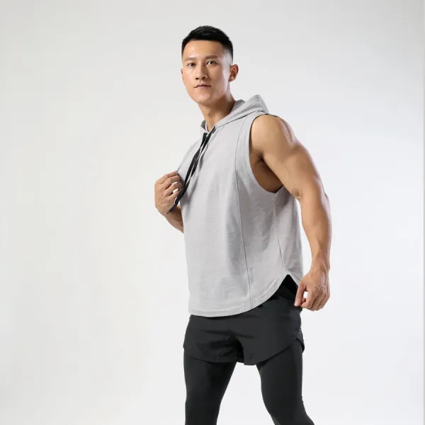Gymshark Sleeveless Hoodie Gray Activewear Top Vest Top - 1