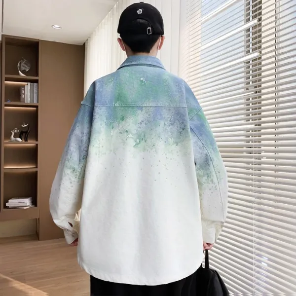 Design Oversized Acid Wash Denim Jacket White / Gray - 16