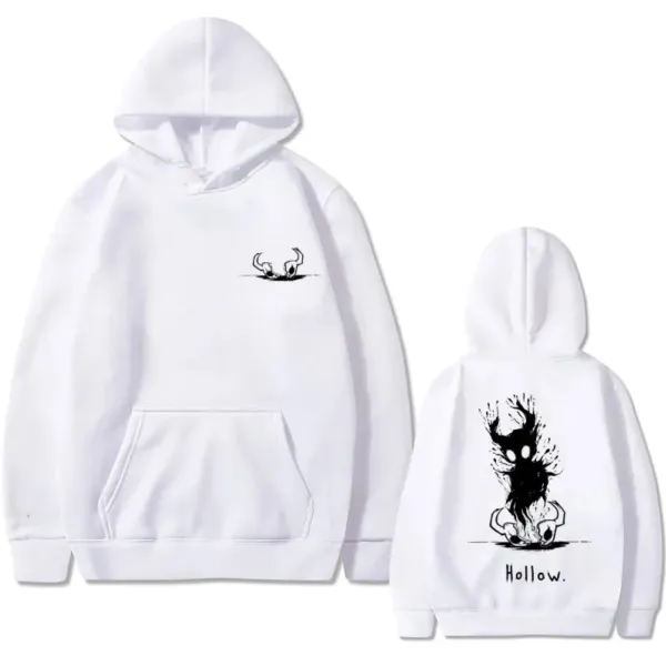 Design Hollow Illustration White Hoodie - 1