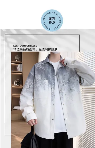 Design Oversized Acid Wash Denim Jacket White / Gray - 8