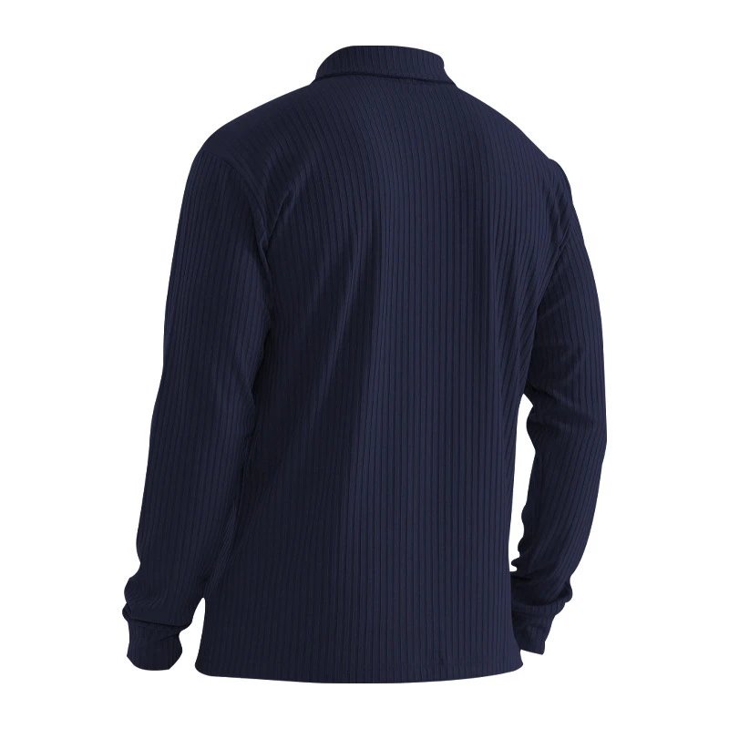 Design Long Sleeve Ribbed Polo Shirt White Tops Polo - 17
