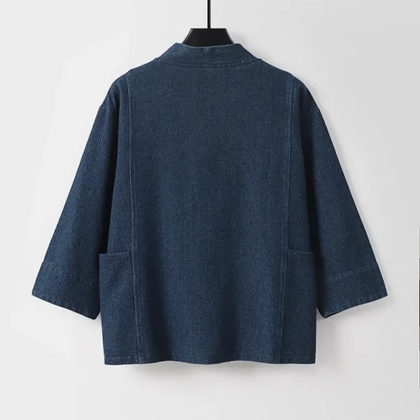 Design Haori Jacket Navy Blue Outerwear - 6