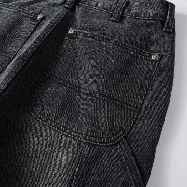 Design Studded Knee Panel Black Denim Jeans - 27