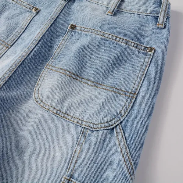 Design Studded Knee Panel Black Denim Jeans - 32
