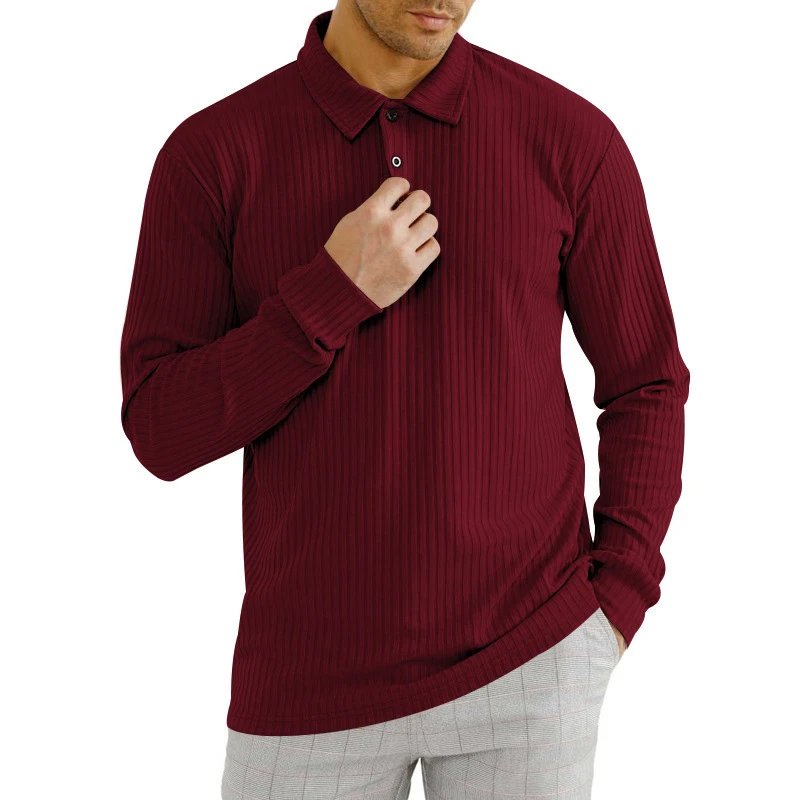 Design Long Sleeve Ribbed Polo Shirt White Tops Polo - 38