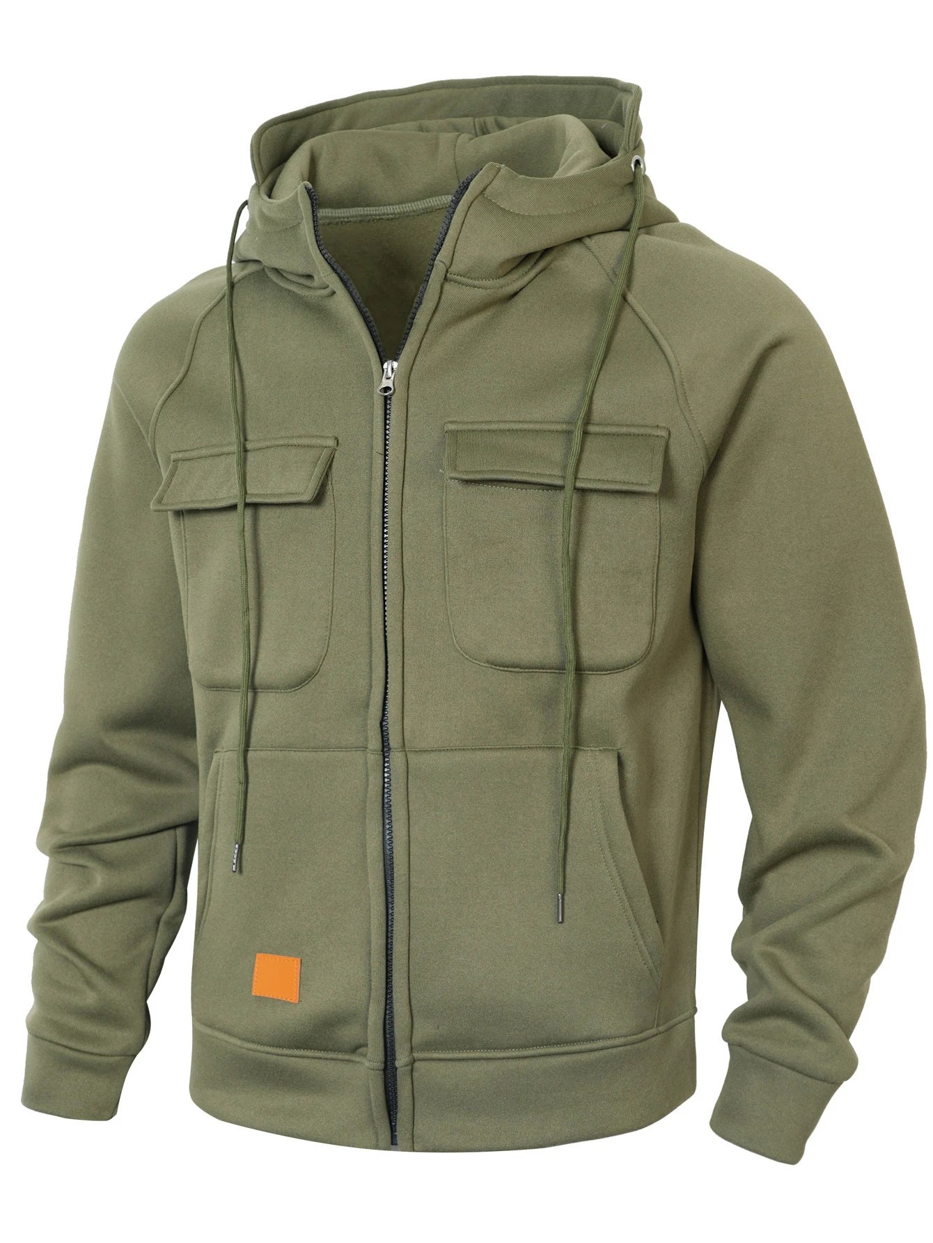 Design Zip-Up Hoodie with Utility Pockets Charcoal Gray Hoodie - 32