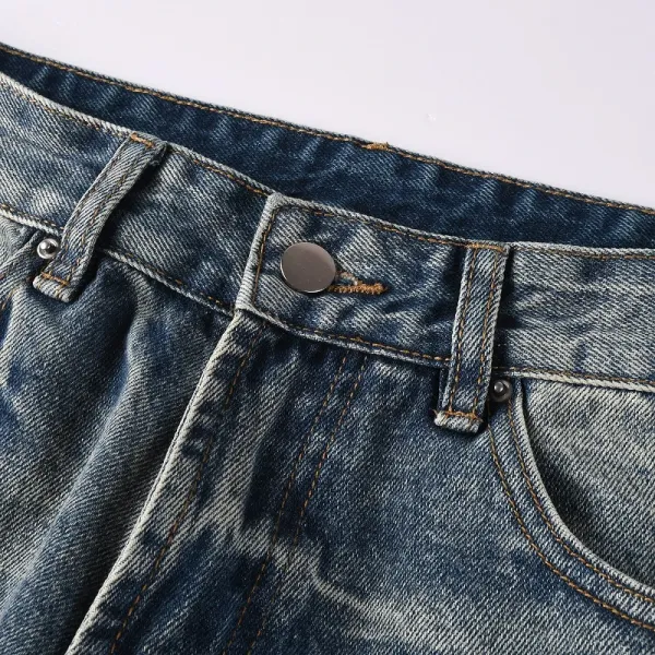 Design Studded Knee Panel Black Denim Jeans - 41
