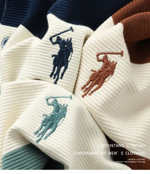 Polo Ralph Lauren Striped Polo Shirt in Teal and Beige Tops.polo - 4