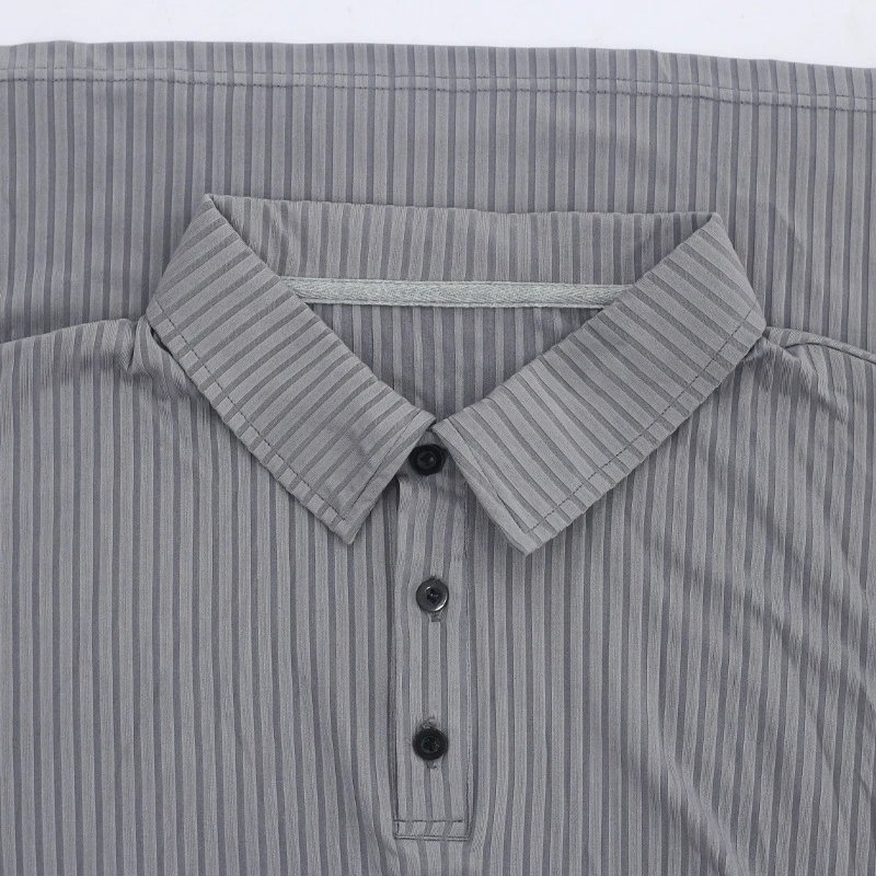 Design Long Sleeve Ribbed Polo Shirt White Tops Polo - 10