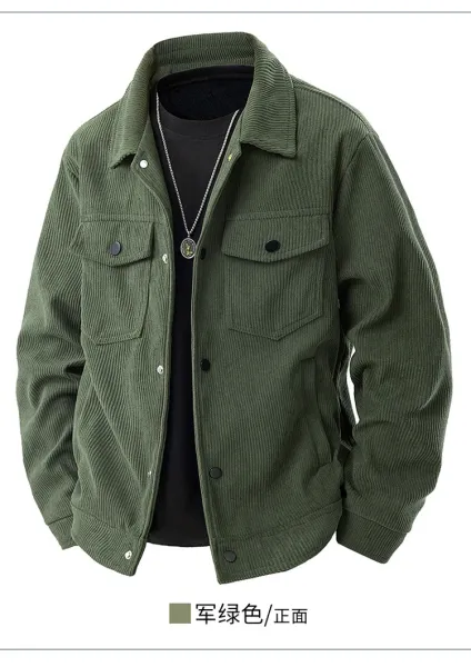 Design Corduroy Work Jacket Beige Outerwear - 13