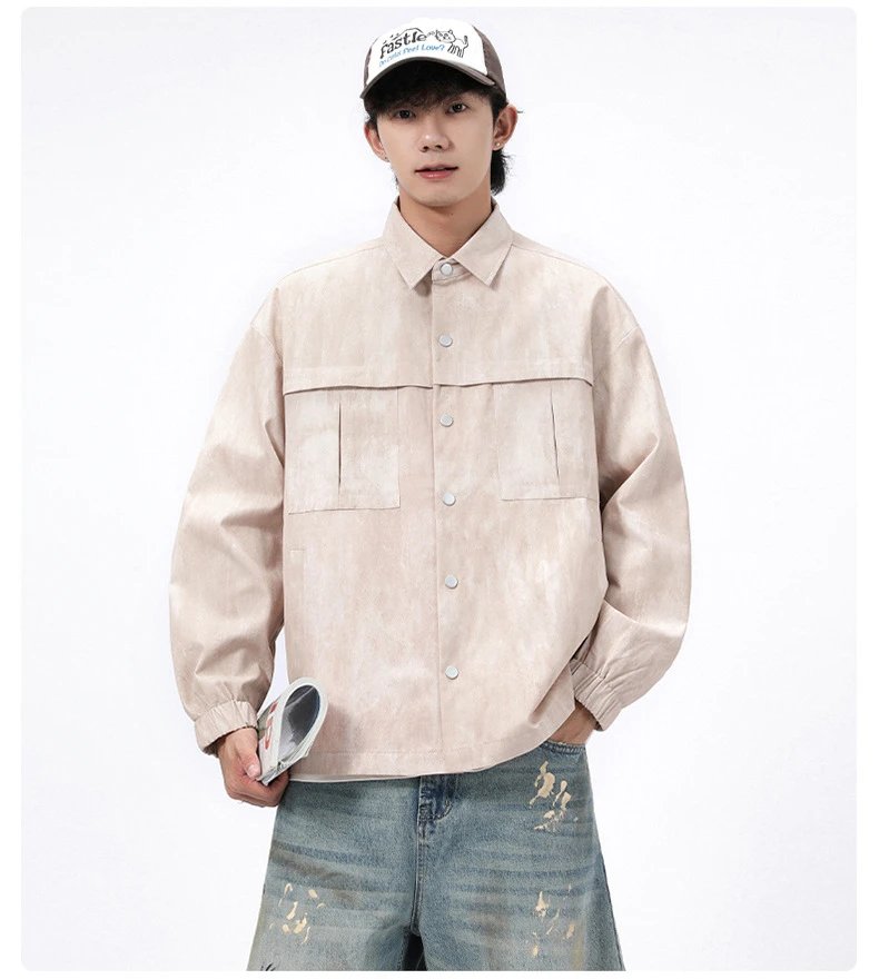 Design Acid Wash Gray Oversized Shirt Jacket Outerwear.jacket - 12