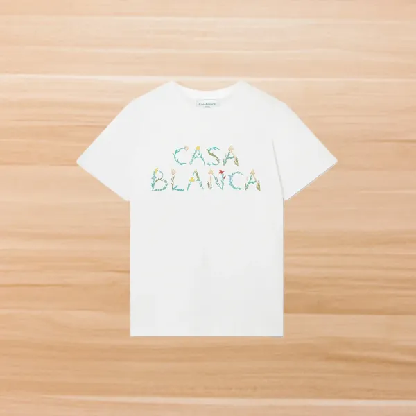 Casablanca Casa Blanca Floral Embroidery White T-Shirt - 1