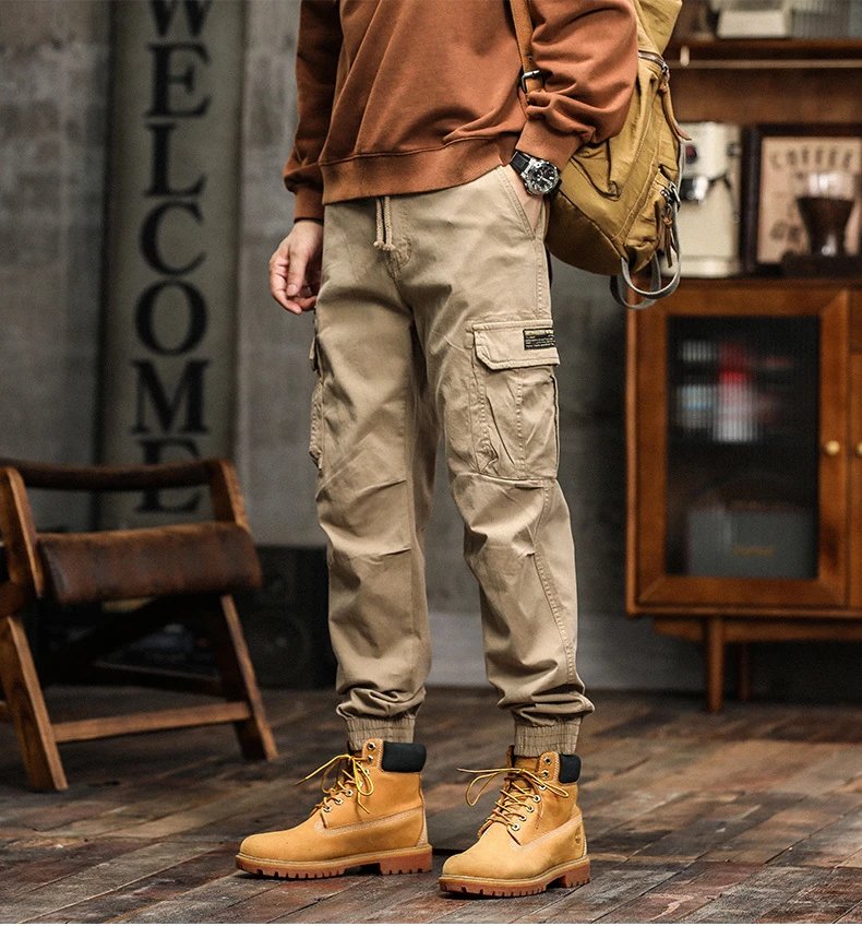 Design Cargo Pants Black with Zippered Pocket and Elastic Cuff Pants - 18