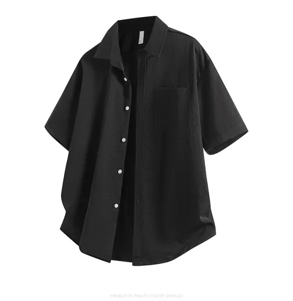 Design Oversized Short-Sleeve Shirt Black Tops Shirt - 1