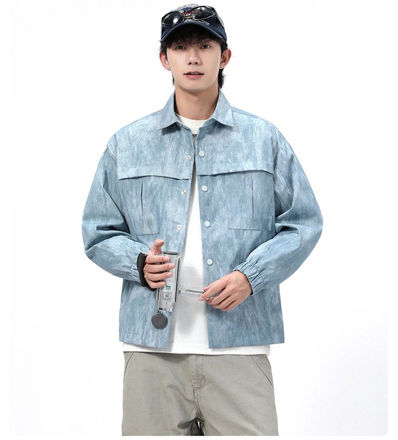 Design Acid Wash Gray Oversized Shirt Jacket Outerwear.jacket - 8