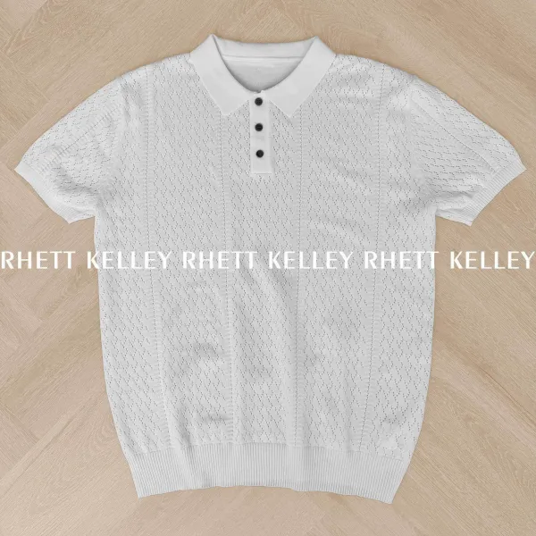 Design Rhett Kelley Knit Polo White Tops Polo - 1