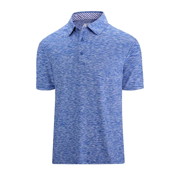 Design Heathered Blue Performance Polo Shirt Tops Polo - 1