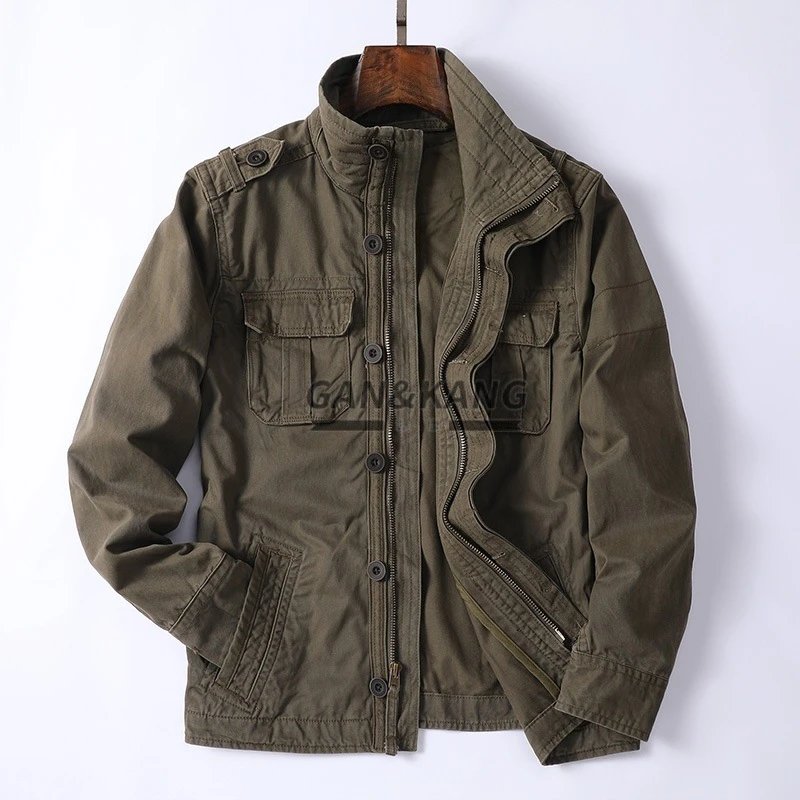Design Gan & Kang Military-Style Field Jacket Army Green Jacket Outerwear Jacket - 1