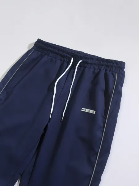 Design Muscle Attack Track Pants Black with White Stripe Sweatpants - 7
