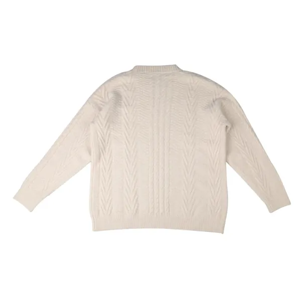 Design Cable Knit Crewneck Sweater Beige Sweater - 7