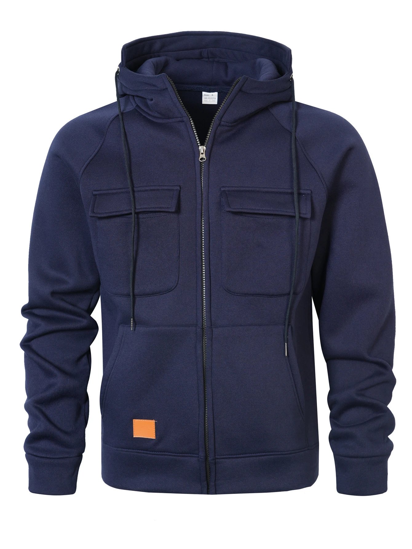 Design Zip-Up Hoodie with Utility Pockets Charcoal Gray Hoodie - 10