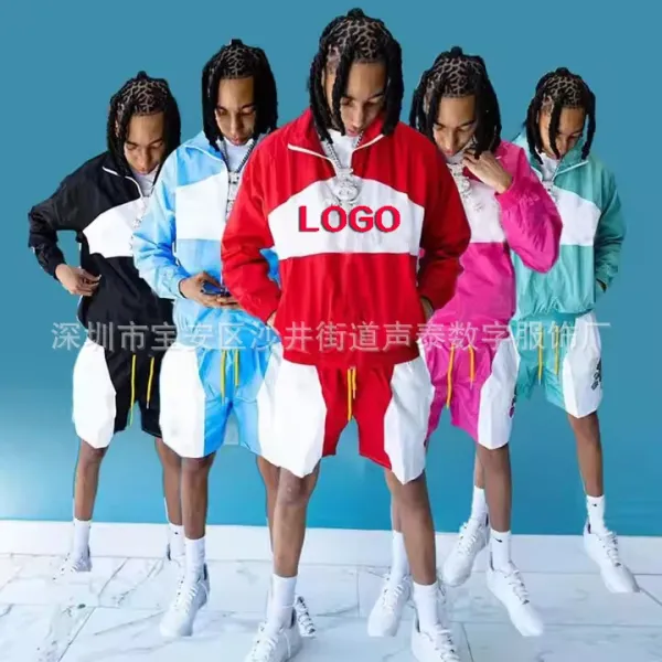 Design Custom Printed Stand-Collar Windbreaker Jacket Multicolor Outerwear - 3