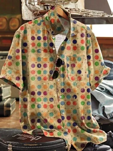 Design Polka Dot Short-Sleeve Button-Up Shirt Multicolor - 1
