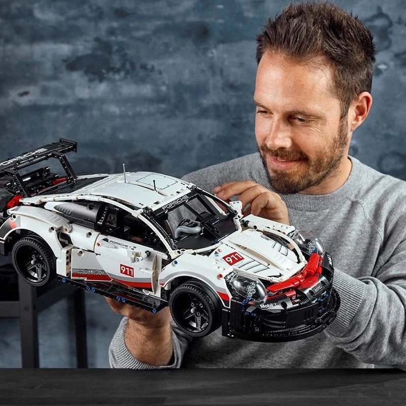Compatible with LEGO Sports Car Building Blocks Porsche 911 RSR Racing Car Model Boys High Difficulty Remote Control Car Gift-OK