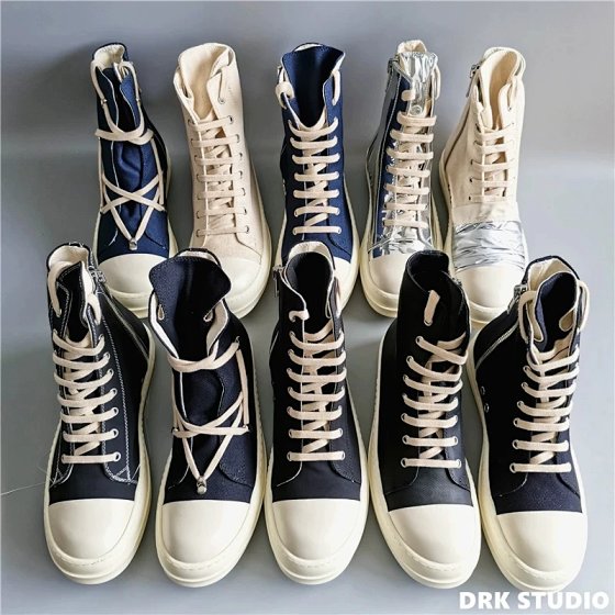 D-Homme Self-Made 19SS Diffusion Line High-Top Canvas Waxed Fabric Satin Five-Pointed Star Platform Unisex Couple Shoes