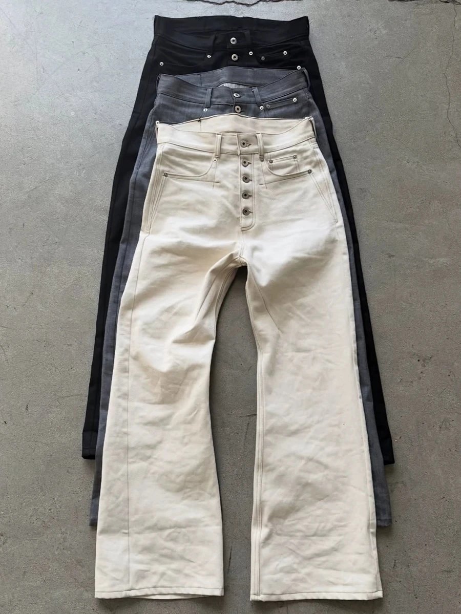 Vintage Washed Heavy-Weight Five-Button Raw Denim Jeans for Men from the Street