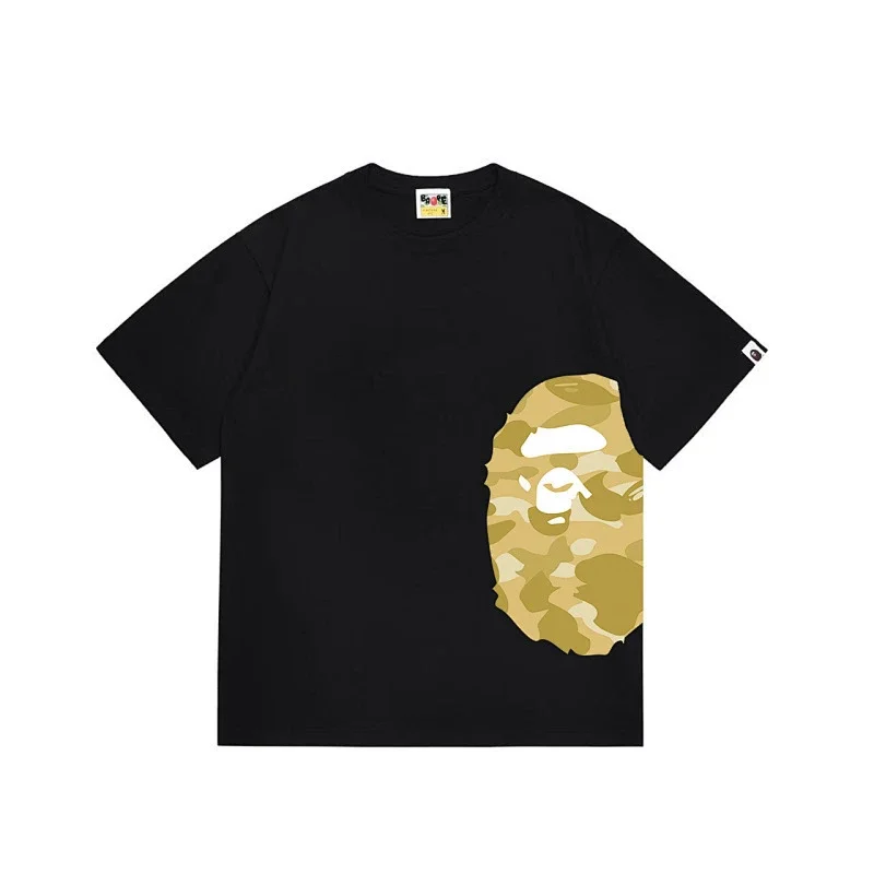 BAPE Plaid Splicing Ape Head Black T-Shirt